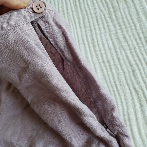 Vtg Sigrid Olson Sport Women 10 Linen Cropped Pants Capris Lavender Mauve Pastel - Picture 3 of 5